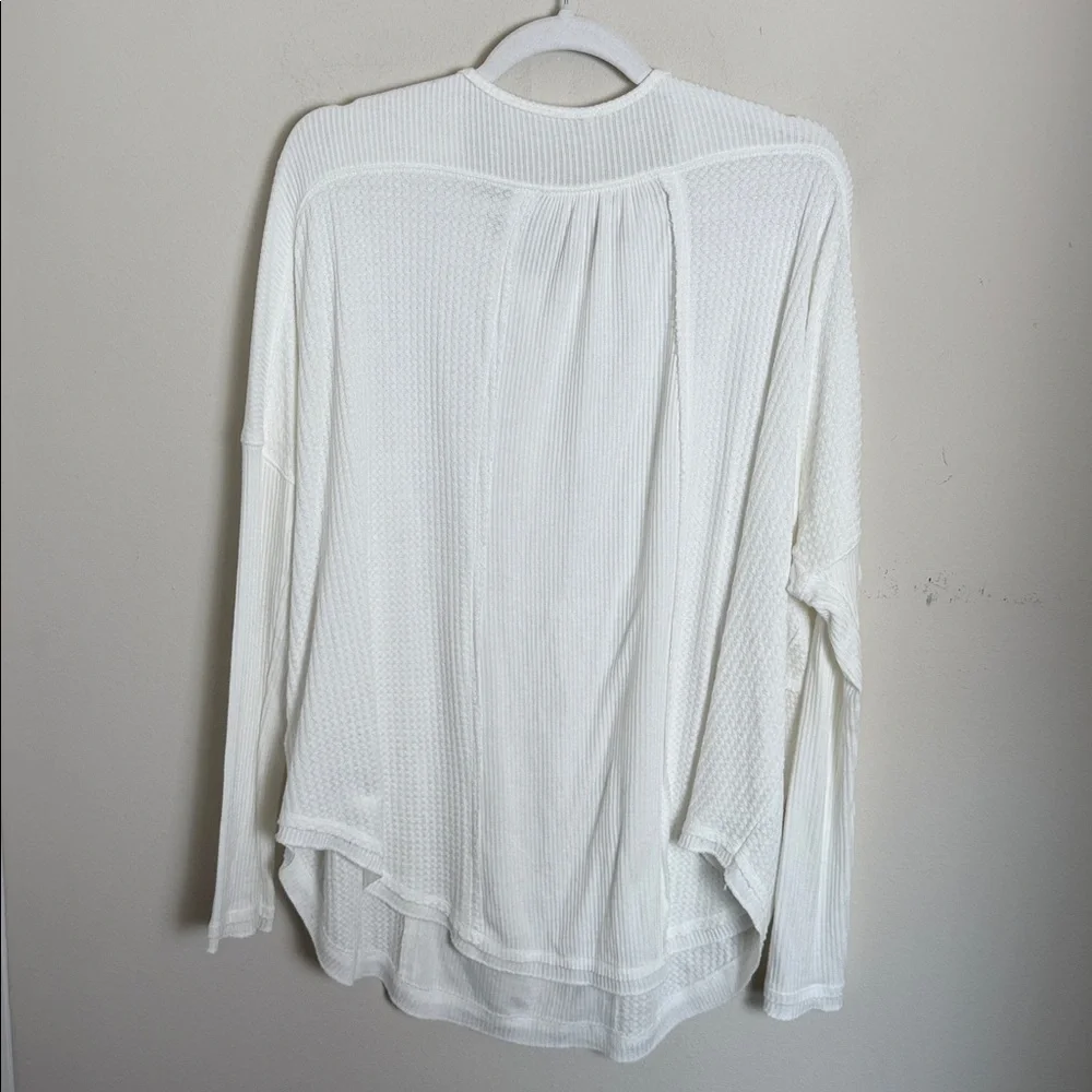 Free People Leo Henley White Oversized Slouchy Shirt Size Small Boho Casual
